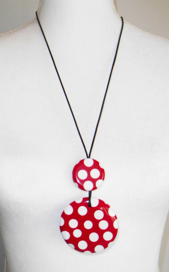 Sobral N F Dots White Polka Dots on Red Pendants … - image 2