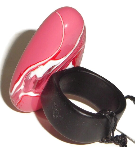 Sobral Mava Swirled Red Pink & White Bead Artist … - image 7