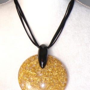 Sobral Metalique Eolia Huge Gold Inclusion Pendant Artist Made Necklace