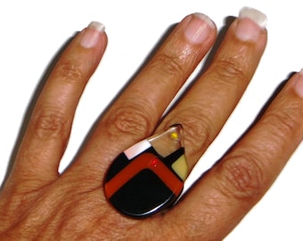 Sobral Miro Kopf Abstract Design Statement Artist Made Ring Size 8.25