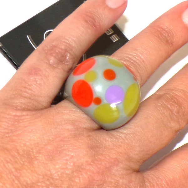 Sobral Bolas Bolinhas Multicolor Tupfen grau Künstlerring Größe 8