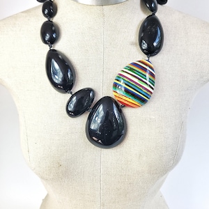 Sobral Pop Art Elen Large Black Beads Statement Artist Made Necklace