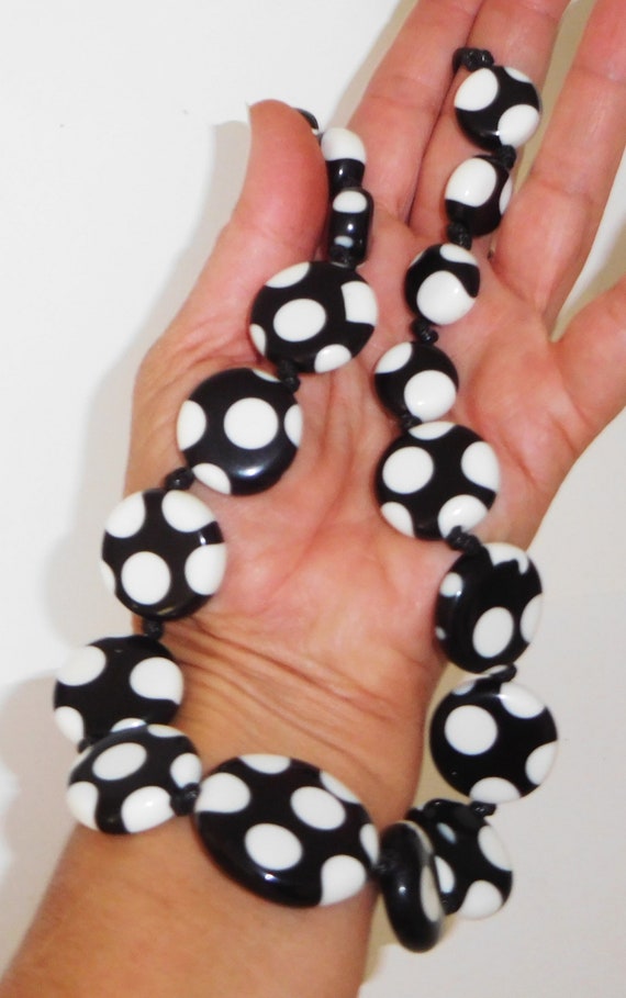 Sobral Dots White Polka Dots on Black Beads Artis… - image 6