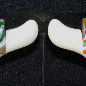 Sobral Funky Atelie Matte White & Pollock Abstract Shaped Artist Made Earrings