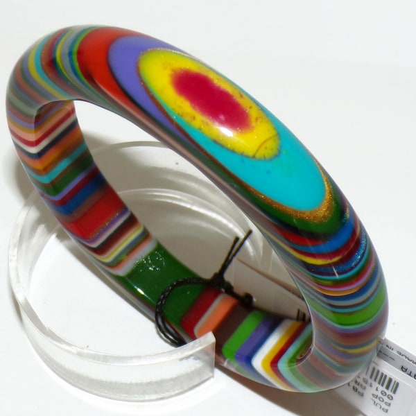 Sobral Pop Art Day PB14 Rainbow Stripe & Eye Artist Made Bangle Bracelet