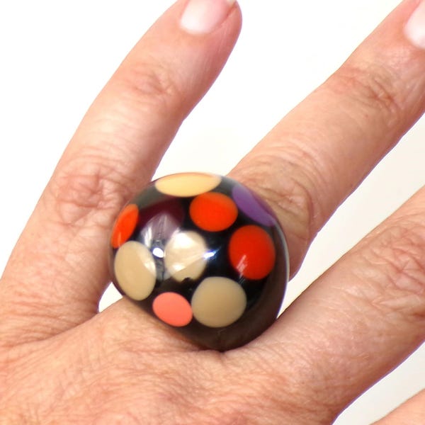 Sobral Bolas Bolinhas Multicolor Polka Dot Künstlerring Größe 7,25