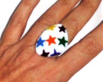 Sobral Circus Monociclo Fun Colorful Pattern Artist Made Ring Size 7.5