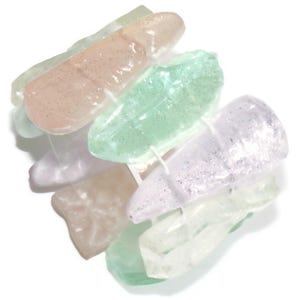 Sobral Retired Rochas Pastel Glitter Inclusion Beads Artist Made Stretch Bracelet