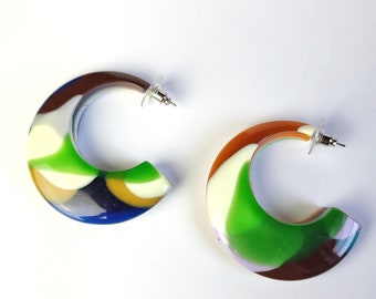 Sobral Rare Kandinsky Munique Colorful Hoop Artist Made Statement Post Earrings