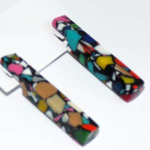Orecchini pendenti con perno Sobral Art Deco Hollywood Black Mosaic Inclusion, realizzati da un artista