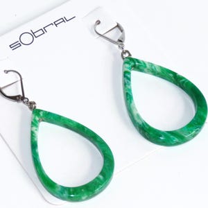 Sobral Onda Cristiane Green & White Teardrop Artist Made Earrings