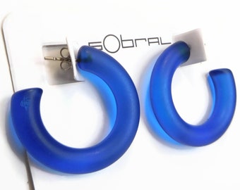 Sobral Sortidos Unico Matte Frosted Royal Blue Hoop Artist Made Post Earrings