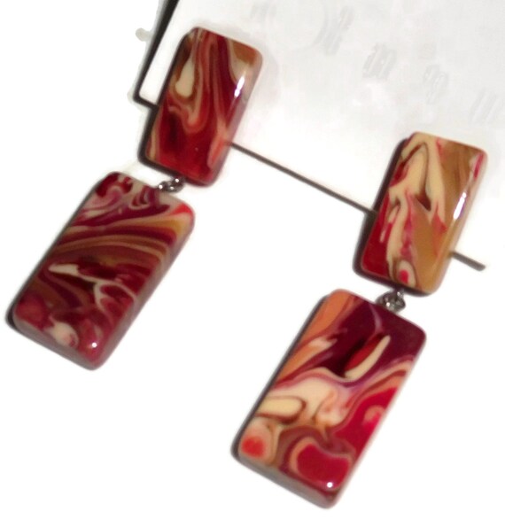 Sobral Gorky Lee Red & Pink Marbled Dangling Arti… - image 2