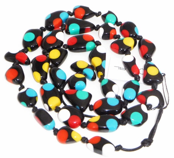 Sobral Dots Wave Multicolor Polka Dots on Jet Bla… - image 6
