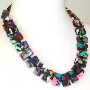 Sobral Art Deco Rachel Black Mosaic Inclusion Artist Made Bead Necklace