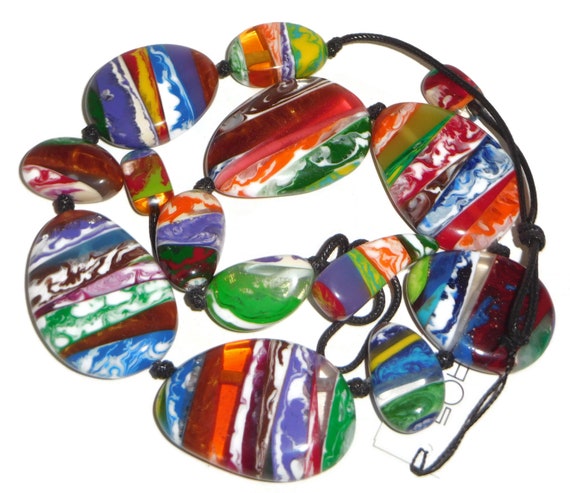 Sobral Onda Lisi Swirled Multicolored Large Beads… - image 4