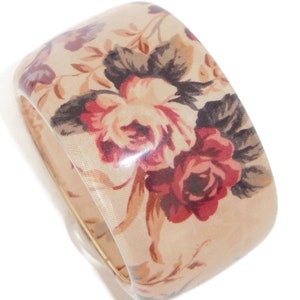 Sobral Retired Tecido Floral Fabric Inclusion PB50 Artist Made Bangle Bracelet