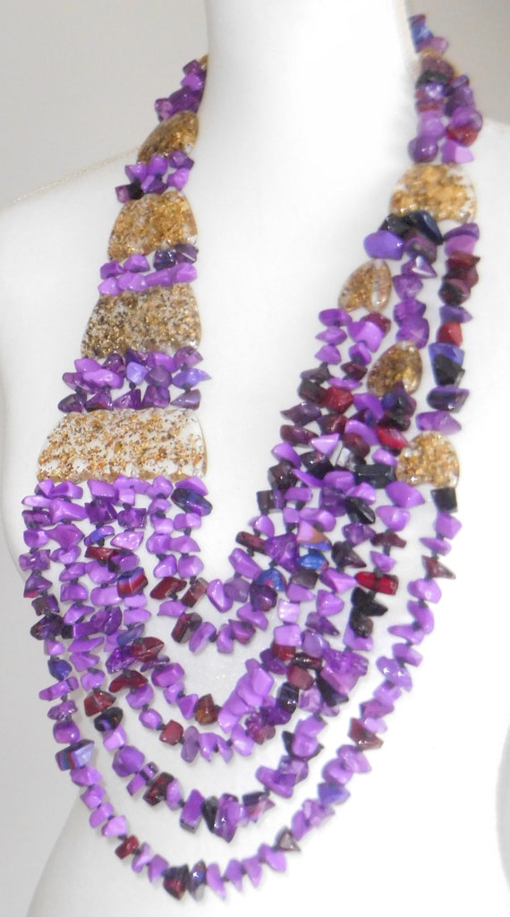 Sobral Fragments Kyara Purple & Gold Bead Huge Ru… - image 3