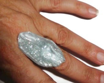 Sobral Quartzo Light Blue Glitter Artist Made Ring