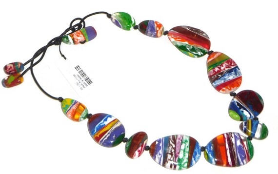 Sobral Onda Lisi Swirled Multicolored Large Beads… - image 6