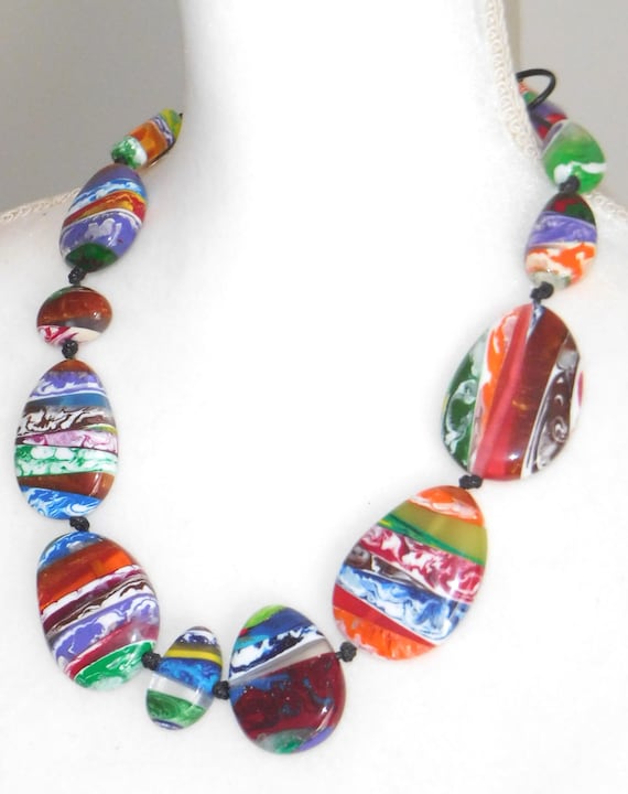 Sobral Onda Lisi Swirled Multicolored Large Beads… - image 2