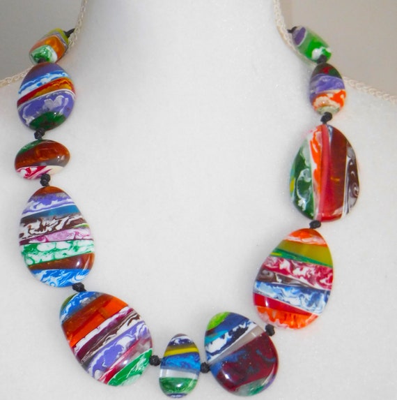 Sobral Onda Lisi Swirled Multicolored Large Beads 