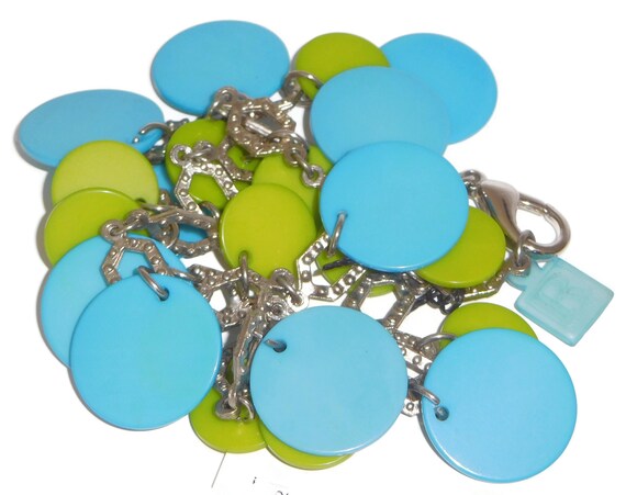 Sobral Fichas N34 Charm Disks on Silver Tone Chai… - image 2