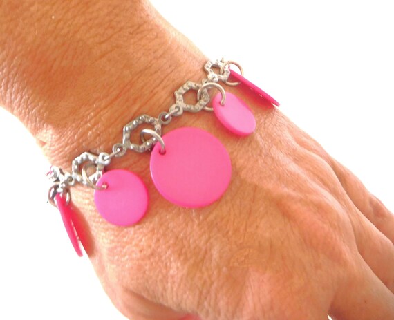 Sobral Fichas N34 Fuchsia Pink Charm Disks on Sil… - image 3