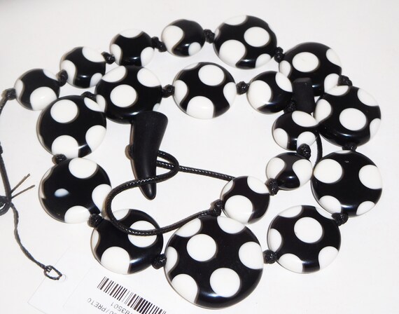 Sobral Dots White Polka Dots on Black Beads Artis… - image 4