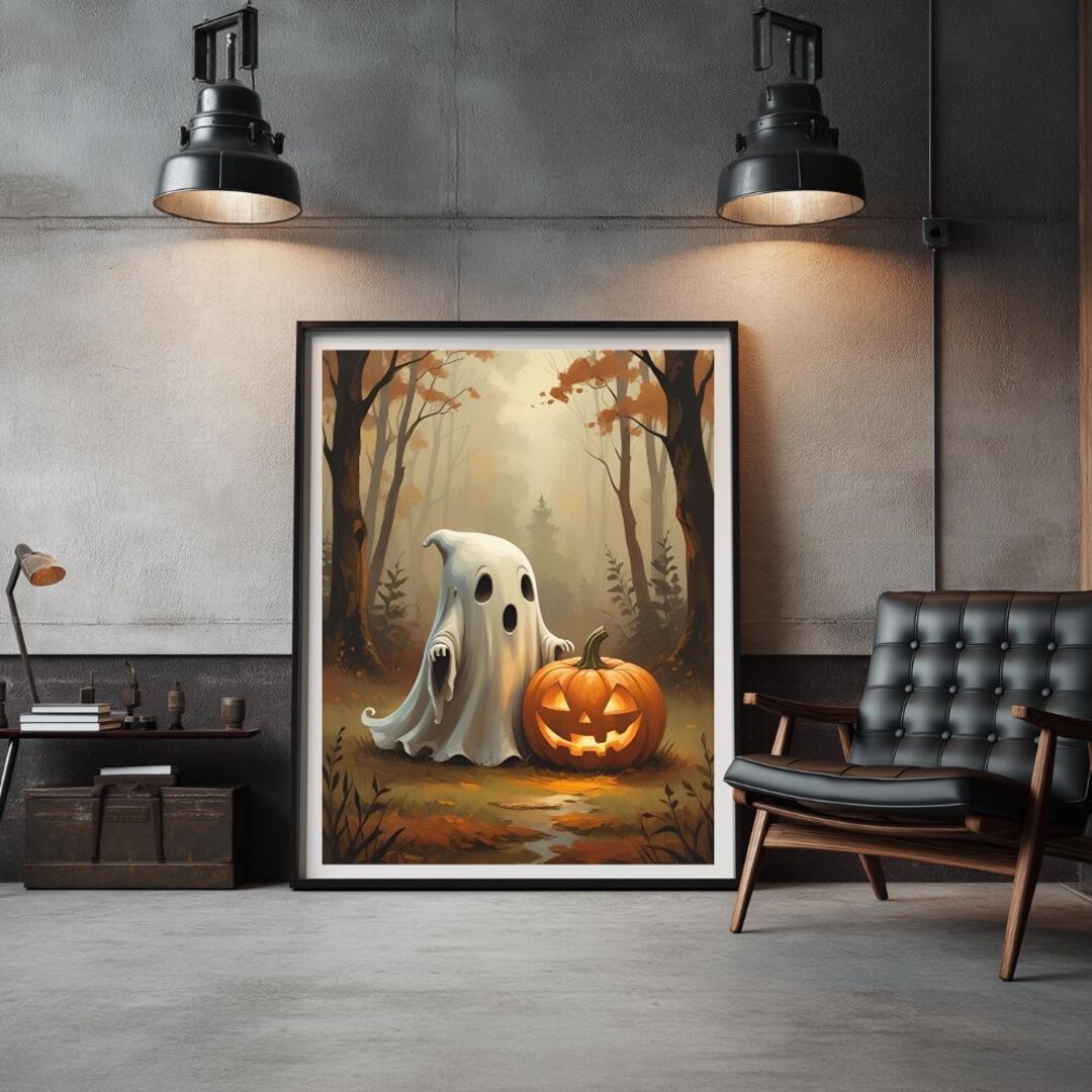 Whimsigoth Halloween Ghost Art Print: Spooky Cottagecore Autumn Decor ...