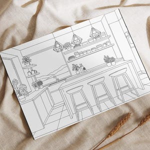 Adult coloring book Interior Design Coloring Pages: 40 Relaxing Home Designs (PDF)