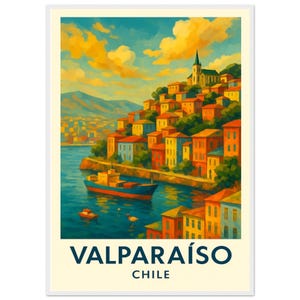 Valparaíso Travel Poster | Retro Chile Wall Art | Framed or Unframed Coastal City Print