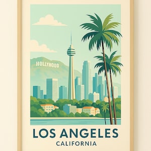 Los Angeles Travel Poster | Retro California Wall Art | Framed or Unframed City Print