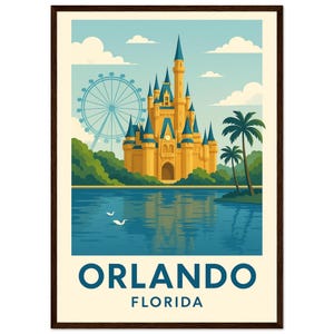 Orlando Travel Poster | Retro Florida Wall Art | Framed or Unframed Theme Park Print