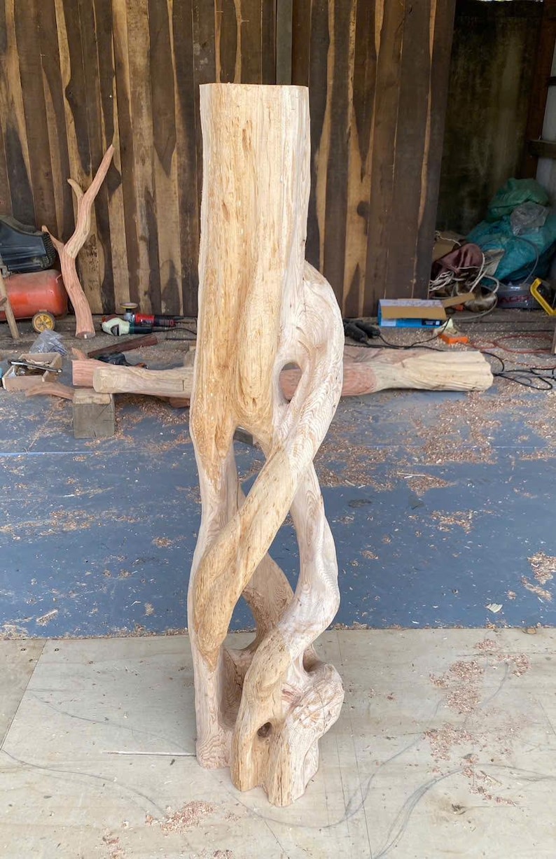 Twisted Vine Wooden Floor Lamp - Handcrafted Driftwood Standing Light With Leaf Shade image 4
