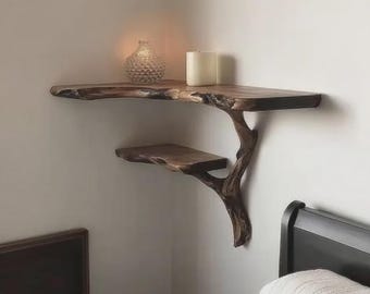 Floating Wood Tree Shelf - Wandmontiertes Bücherregal aus Massivholz Dekor Art