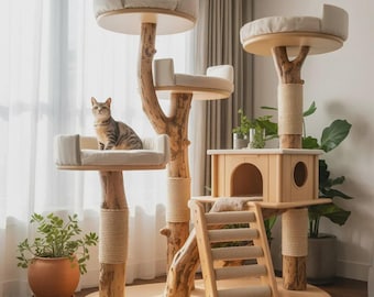 Kratzbaum aus echten Zweigen und Korbgeflecht - Perfekt für ein minimalistisches Zuhause