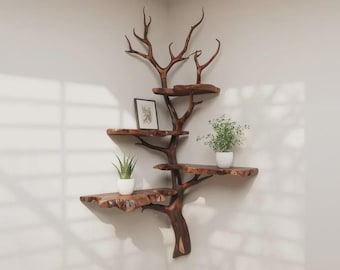 Corner Live Edge Shelf - Schwebendes Treibholz-Bücherregal