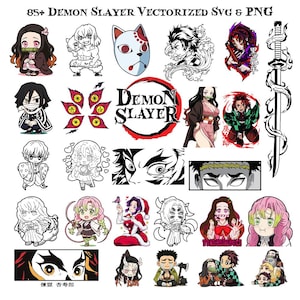 Demon Slayer Anime SVG PNG Bundle | 170+ Vector Files for Cricut & Silhouette | Manga Clipart Digital Download, Digital Print