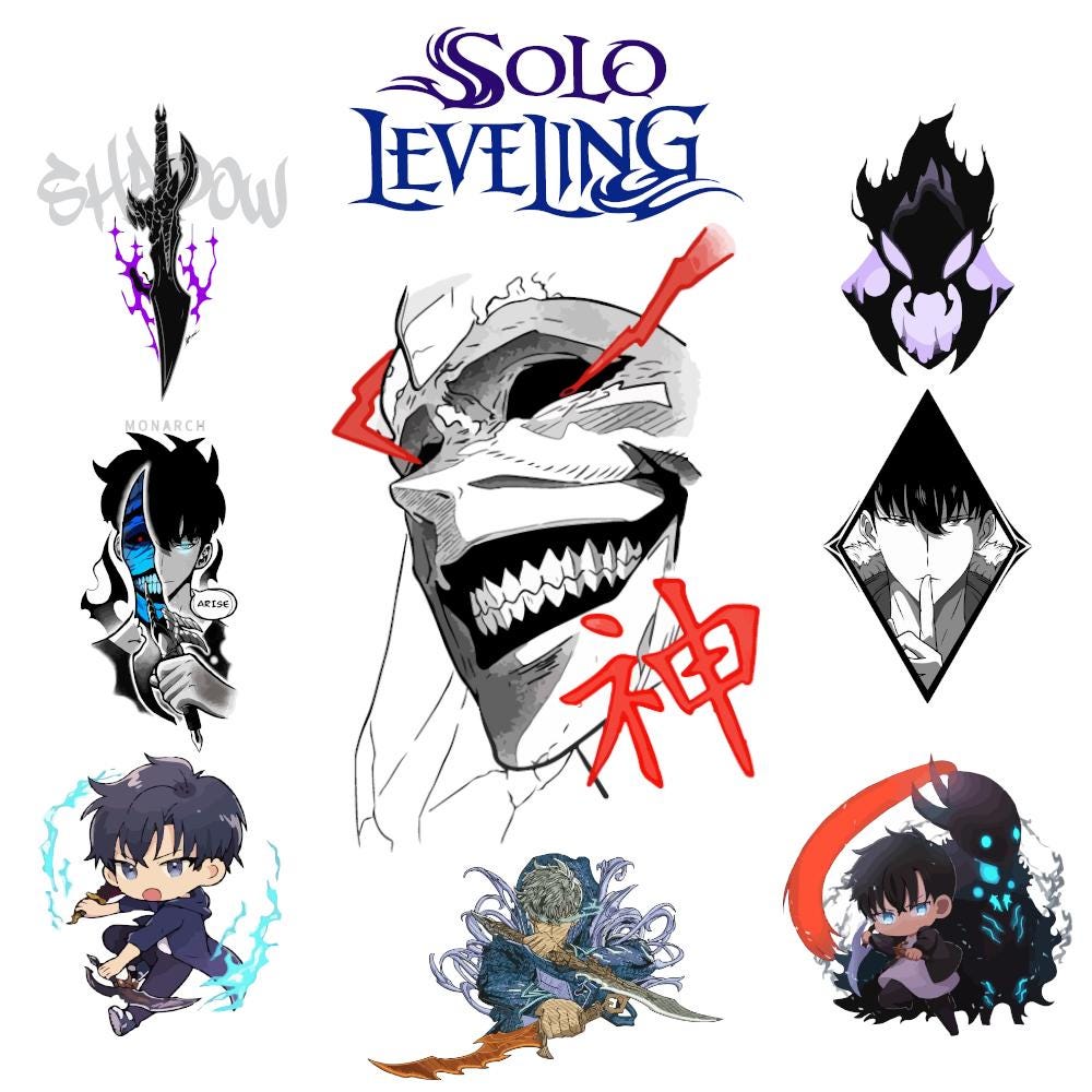 35+ Solo Leveling Anime SVG Bundle | Instant Download Kawaii Manga Art | Japanese Anime Vector Files for Cricut, Silhouette, Digital Print