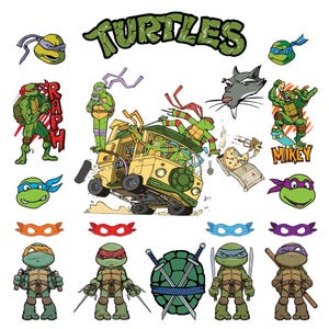 Ninja Turtles SVG, PNG Bundle | Ninja characters Clipart for Cricut Silhouette | TMNT Cutting Files Instant Download, Digital Print