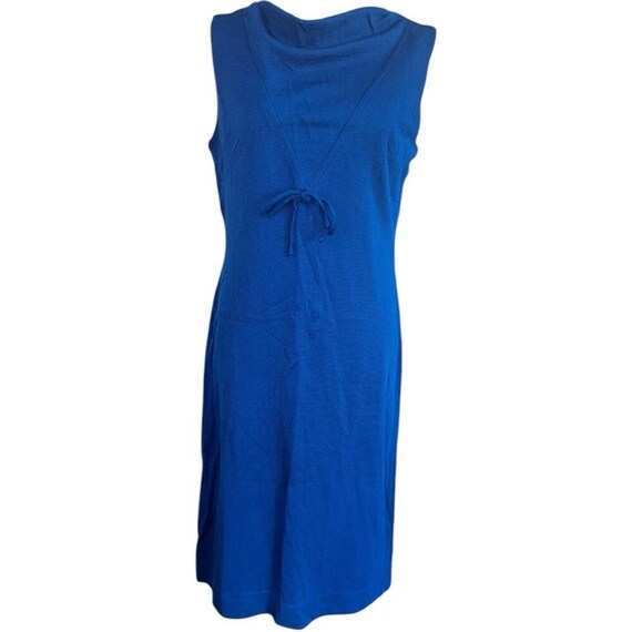 Vintage Royal Blue Knit Midi Dress | Sleeveless Textured Shift M-L