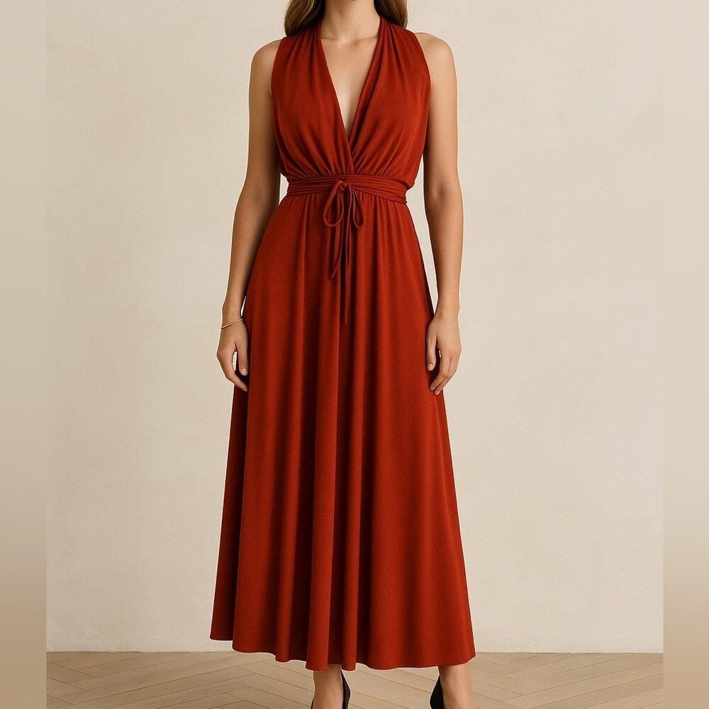 slim fit dress slacks White Bare Grace Halter Maxi Dress main image 1
