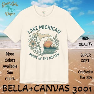 Michigan Floral Unisex Tee, Made in Michigan Design, Gift for Michigander, Spring Flowers Shirt, Botanical Tee