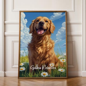 Golden Retriever Framed Poster Wall Art Dog Lover Gift Nursery Room Decor Pet Portrait Animal Print Home Decoration