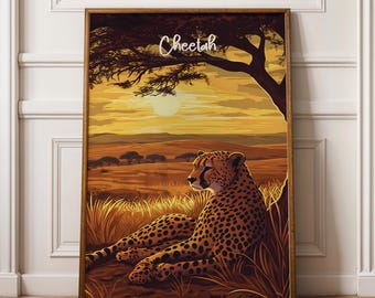 Cheetah Art Print: Modern Savannah Wildlife Illustration