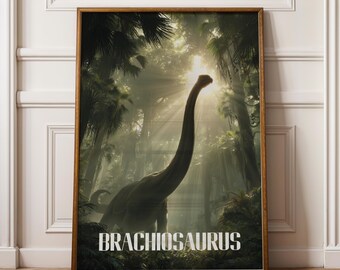 Brachiosaurus Poster for Kids Room – Tall Dinosaur Wall Art for Nursery or Playroom