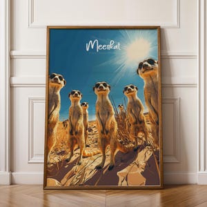 Stampa artistica da parete con suricato, grazioso animale decorativo per la casa, decorazione per la cameretta dei bambini, regalo con illustrazione della fauna selvatica, poster con animali del safari