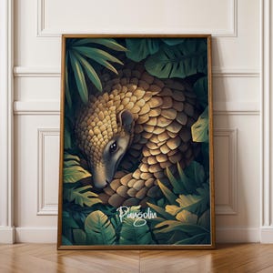 Poster da parete con pangolino, stampabile, decorazione per la casa e l'ufficio con animali selvatici, regalo unico con illustrazione di animali, decorazione per la stanza degli amanti della natura