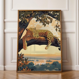 Poster con cornice raffigurante un leopardo, decorazione da parete con stampa di animali selvatici, decorazione per la casa, poster con tema safari nella giungla per soggiorno o camera da letto, regalo per gli amanti della natura.